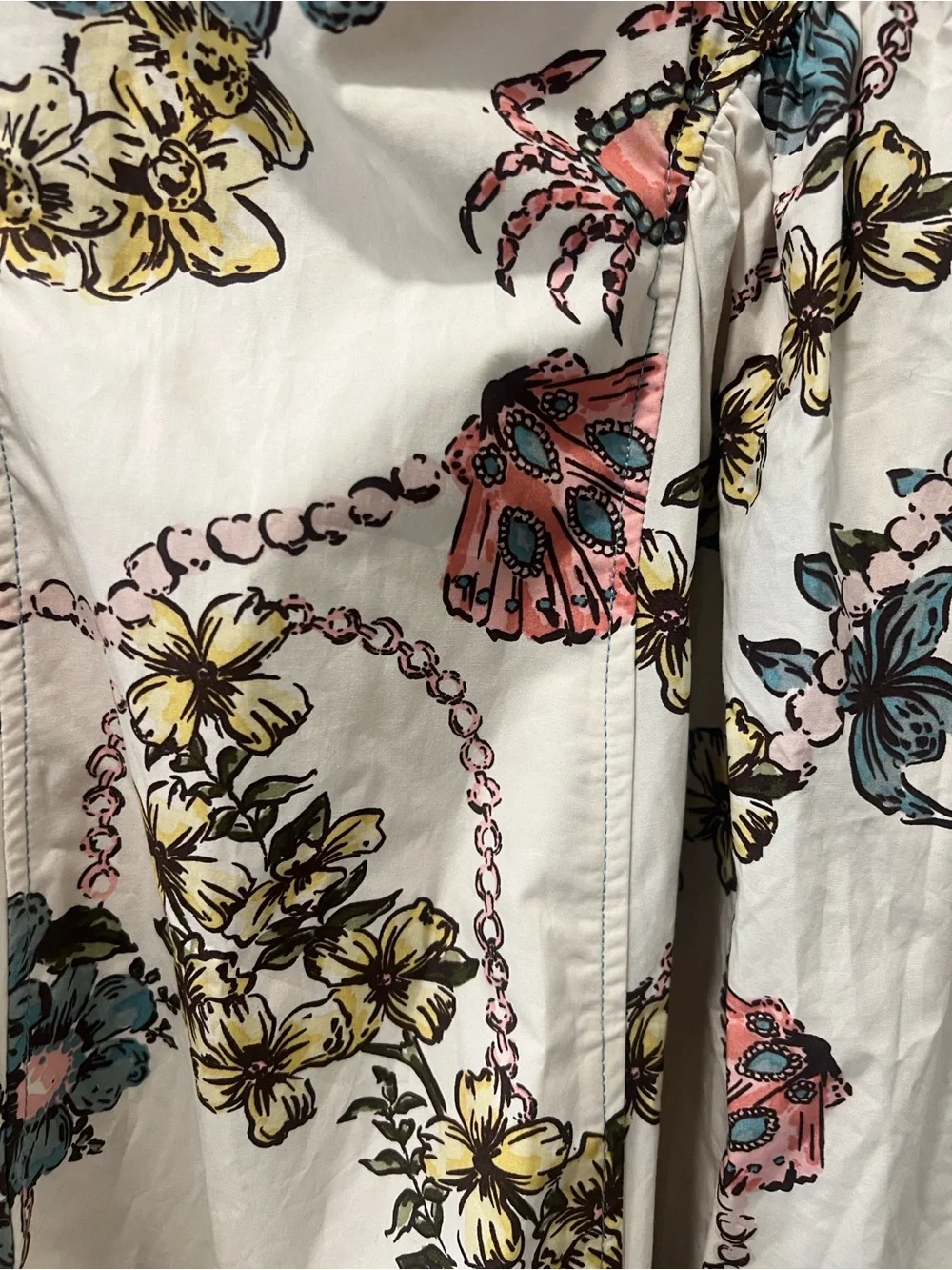 Free People Cherish Printed Midi Dress Size 4 Floral Cotton NWOT Pockets DS1